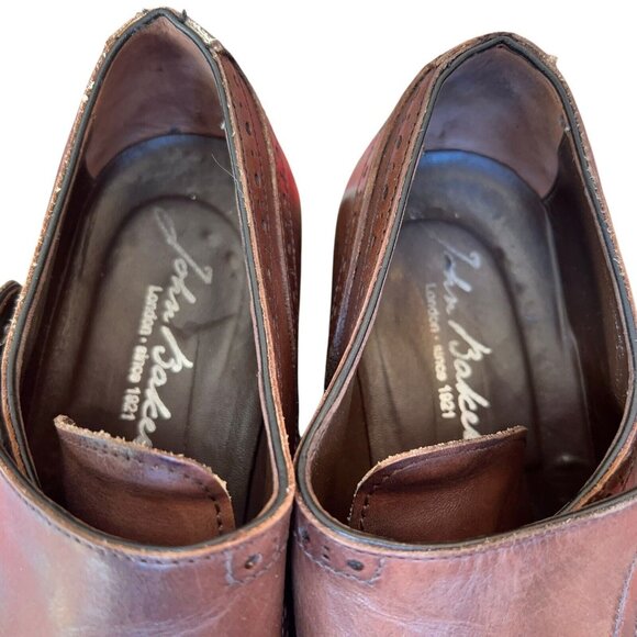 John Bakers Brown Leather Semi Brogue Double Monk Strap Shoes Mens 43.5 US 10 main image 5